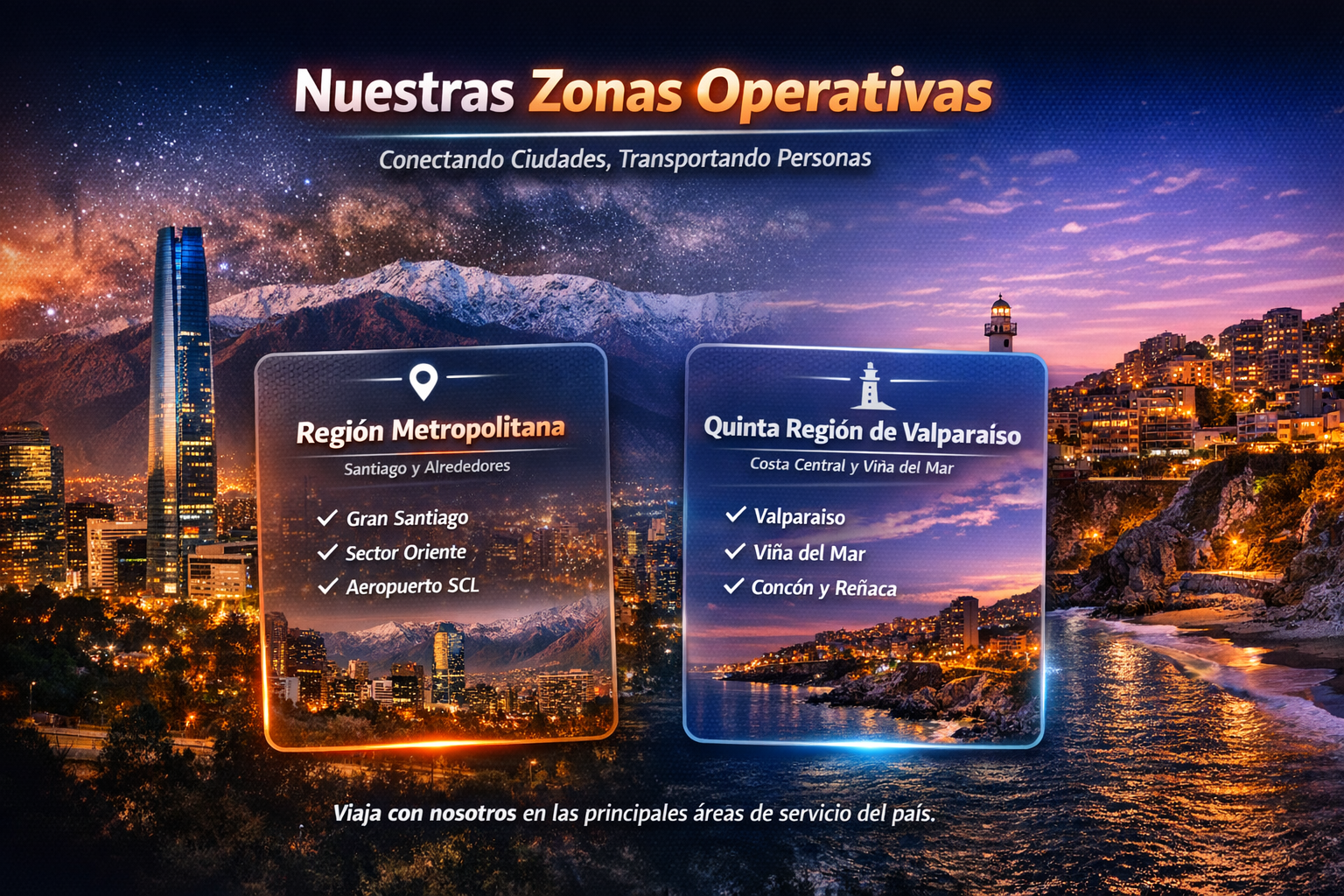 Cobertura SmartCab en Región Metropolitana y Quinta Región de Valparaíso